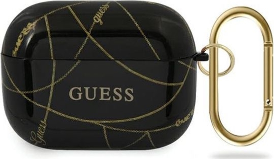 Изображение Guess Etui ochronne GUACAPTPUCHBK Gold Chain Collection do AirPods Pro czarno-zote