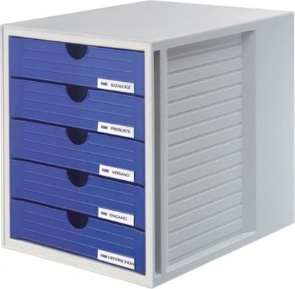 Picture of HAN ZESTAW 5 SZUFLADEK SYSTEM-BOX HAN A4 POLISTYREN SZARO-NIEBIESKI - HN145014-10