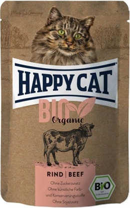 Изображение Happy Cat Bio Organic, karma dla kotów dorosłych, mokra, wołowina, 85g, saszetka
