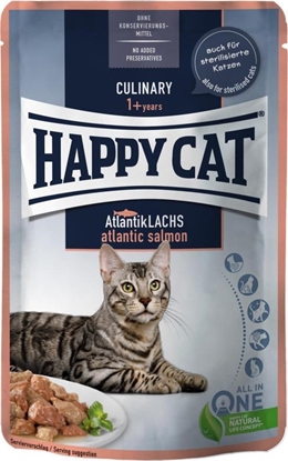 Attēls no Happy Cat Culinary Meat in Sauce Atlantic Salmon, mokra karma, dla kotów dorosłych, łosoś atlantycki, 85 g, saszetka