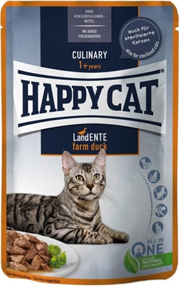 Attēls no Happy Cat Culinary Meat in Sauce Farm Duck, mokra karma, dla kotów dorosłych, kaczka, 85 g, saszetka