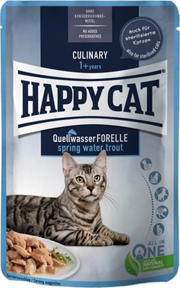 Picture of Happy Cat Culinary Meat in Sauce Spring Water Trout, mokra karma, dla kotów dorosłych, pstrąg, 85 g, saszetka