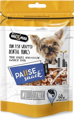 Attēls no Hau&Miau Pausesnack przysmak dla psa, mini krki dentystyczne owinite ryb 60g