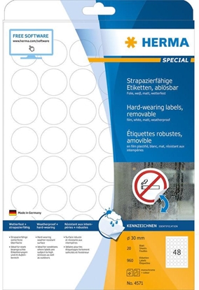 Изображение HERMA 4571 self-adhesive label White Removable 960 pc(s)
