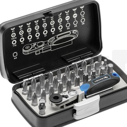 Picture of Högert Technik Zestaw kocówek wkrtakowych 1/4" stal S2 z grzechodk 33 elementy (HT1R460)