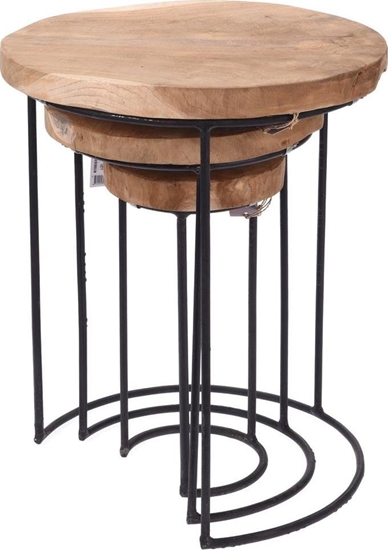 Изображение Home Styling Collection Stolik KAWOWY nowoczesny okrgy zestaw 3 szt. uniwersalny