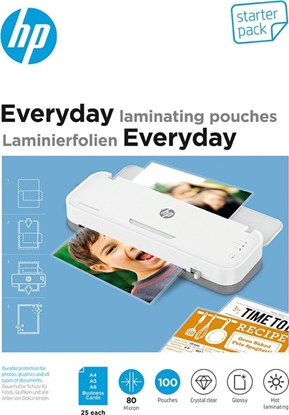 Picture of HP Folie laminacyjne Everyday, 25 x (A4, A5, A6, B-Card), 80 mic, 100 szt.