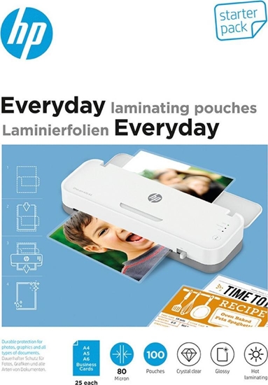 Picture of HP Folie laminacyjne Everyday, 25 x (A4, A5, A6, B-Card), 80 mic, 100 szt.