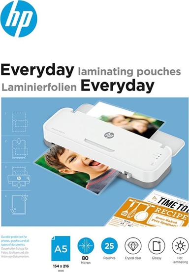 Picture of HP Folie laminacyjne HP EVERYDAY, A5, 80 mic, 25 szt., przezroczyste/poysk