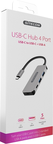 Изображение HUB USB Sitecom CN-384 2x USB-C  + 2x USB-A 3.1 Gen1 (001909790000)