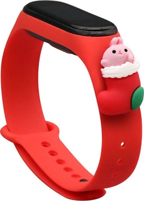 Изображение Hurtel Strap Xmas opaska do Xiaomi Mi Band 6 / Mi Band 5 witeczny silikonowy pasek bransoletka czerwony (mikoaj 1)