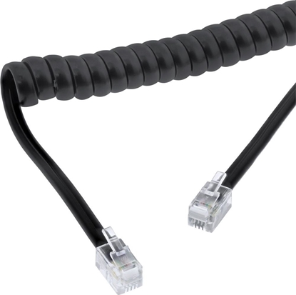 Picture of InLine Kabel spiralny suchawki, RJ10 4P4C M / M, czarny, max. 2 m