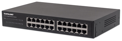 Picture of Intellinet 24-Port Gigabit Ethernet Switch, 24 x 10/100/1000 Mbit/s RJ45-Ports, IEEE 802.3az (Energy Efficient Ethernet), Desktop, 19" Rackmount, Metal (Euro 2-pin plug)