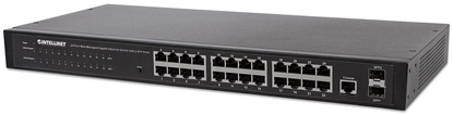 Attēls no Intellinet 24-Port Network Switch, 24-Port (RJ45), Rackmount, Gigabit, 4 SFP, Ethernet Web-Smart, 10/100/1000 Mbit/ (Euro 2-pin plug)