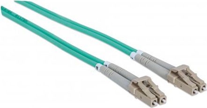 Изображение Intellinet Fiber Optic Patch Cable, OM3, LC/LC, 3m, Aqua, Duplex, Multimode, 50/125 µm, LSZH, Fibre, Lifetime Warranty, Polybag