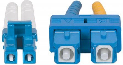 Изображение Intellinet Fiber Optic Patch Cable, OS2, LC/SC, 1m, Yellow, Duplex, Single-Mode, 9/125 µm, LSZH, Fibre, Lifetime Warranty, Polybag