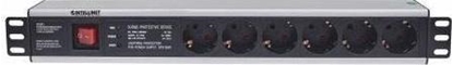 Attēls no Intellinet 19" 1.5U Rackmount 6-Way Power Strip - German Type", With On/Off Switch and Surge Protection, 3m Power Cord