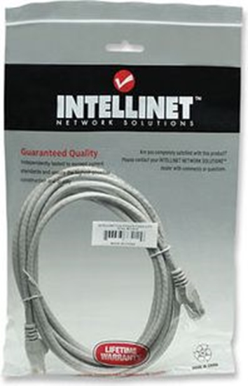 Picture of Intellinet Network Patch Cable, Cat6, 1.5m, Grey, CCA, U/UTP, PVC, RJ45, Gold Plated Contacts, Snagless, Booted, Lifetime Warranty, Polybag