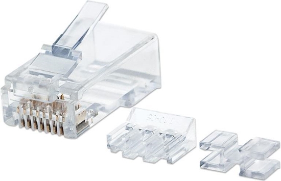 Picture of Intellinet RJ45 Modular Plugs, Cat6A, UTP, 2-prong, for stranded wire, 15 µ gold plated contacts, 80 pack