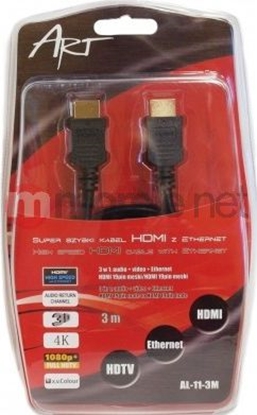 Attēls no Kabel Art HDMI - HDMI 3m czarny (KABHDMI/HDMIAL11)