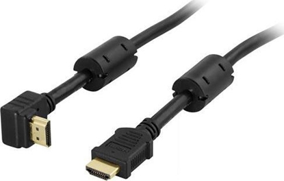 Attēls no Kabel Deltaco HDMI - HDMI 3m czarny (Deltaco HDMI-1030V - HDMI kabel vinklet)