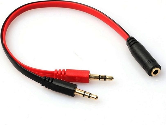 Picture of Kabel Mozos Jack 3.5mm - Jack 3.5mm x2 0.2m czerwony (ASM-2)