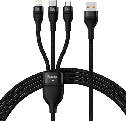 Изображение Kabel USB Baseus USB-A - USB-C + microUSB + Lightning 1.2 m Czarny (CASS030001)