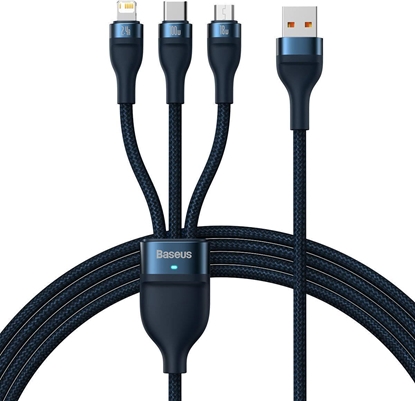 Attēls no Kabel USB Baseus USB-A - USB-C + microUSB + Lightning 1.2 m Niebieski (CASS030003)