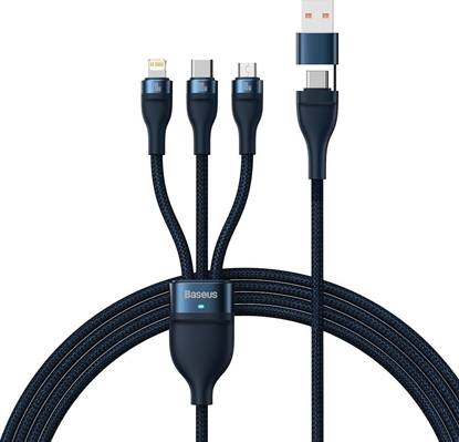 Изображение Kabel USB Baseus USB-A + USB-C - USB-C + microUSB + Lightning 1.2 m Granatowy (CASS030103)