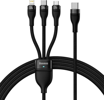 Picture of Kabel USB Baseus USB-C - USB-C + microUSB + Lightning 1.5 m Czarny (CASS030201)