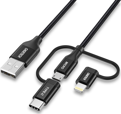Attēls no Kabel USB Choetech USB-A - USB-C + microUSB + Lightning 1.2 m Czarny (IP0030 BLACK)
