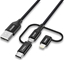 Picture of Kabel USB Choetech USB-A - USB-C + microUSB + Lightning 1.2 m Czarny (IP0030 BLACK)