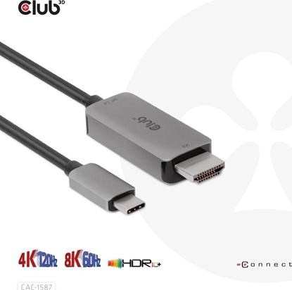Изображение Kabel USB Club 3D USB-C - HDMI 3 m Szary (CAC-1587)