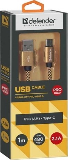 Изображение Kabel USB Defender USB-A - USB-C 1 m Zoty (87812)