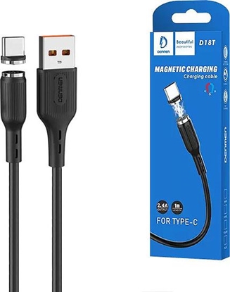 Attēls no Kabel USB Denmen USB-A - USB-C 1 m Czarny (29370)