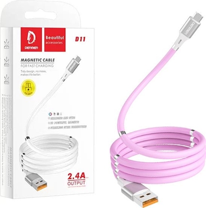 Attēls no Kabel USB Denmen USB-A - USB-C 1 m Różowy (29363)