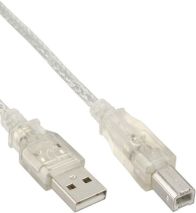 Attēls no Kabel USB InLine USB-A - USB-B 10 m Przezroczysty (34550H)