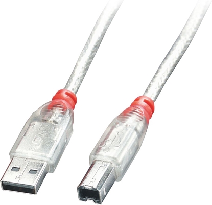 Изображение Kabel USB Lindy USB-A - USB-B 0.5 m Przezroczysty