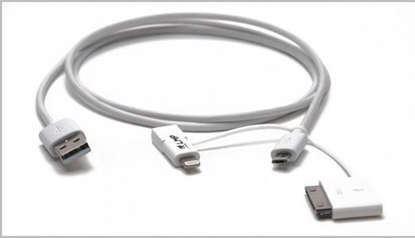 Изображение Kabel USB LMP USB-A - microUSB + Lightning 1 m Biały (LMP-3IN1-LDM)
