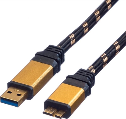 Изображение Kabel USB Roline USB-A - micro-B 0.8 m Czarno-złoty (JAB-1944110)