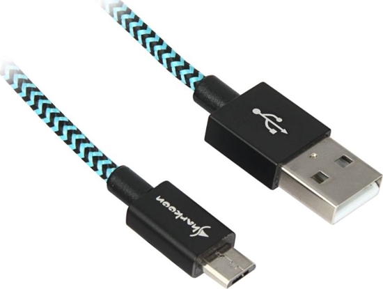 Изображение Kabel USB Sharkoon USB-A - microUSB 3 m Czarno-niebieski (4044951027101)