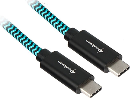 Attēls no Kabel USB Sharkoon USB-C - USB-C 1 m Czarno-niebieski (4044951027149)