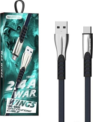 Изображение Kabel USB Somostel USB-A - USB-C 1 m Czarny (SMS-BW02 metalowe wtyki)