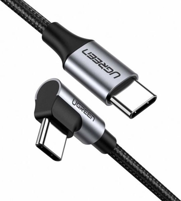 Изображение UGREEN USB-C to Angled USB2.0-C Round Cable 1m Gray Black