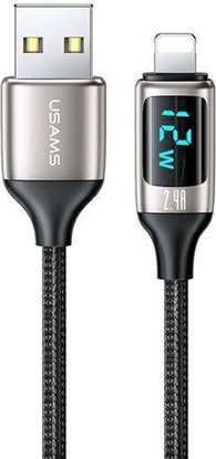 Attēls no Kabel USB Usams USB-A - Lightning 1.2 m Czarny (6958444975405)