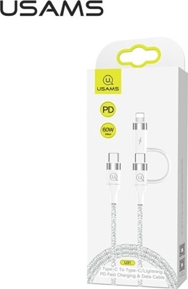 Изображение Kabel USB Usams USB-C - USB-C + Lightning 1.2 m Biay (63775-uniw)