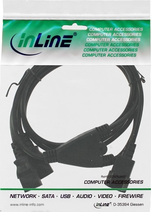 Attēls no Kabel zasilający InLine InLine Power Kabel zasilający koniczynka do laptopa Typ F 1x IEC-C14 do 2x IEC-C13 3m