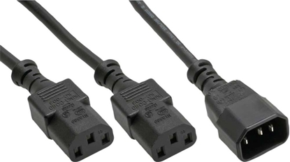 Attēls no Kabel zasilający InLine InLine Power Kabel zasilający koniczynka Typ F 1x IEC-C14 do 2x IEC-C13 5m
