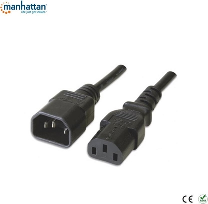 Picture of Kabel zasilajcy Manhattan Przeduacz kabla zasilania Manhattan C14 na C13 M/F 0,5m czarny