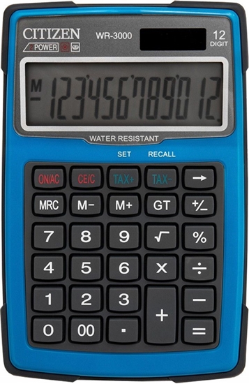 Picture of Kalkulator Citizen Kalkulator wodoodporny CITIZEN WR-3000, 152x105mm, niebieski
